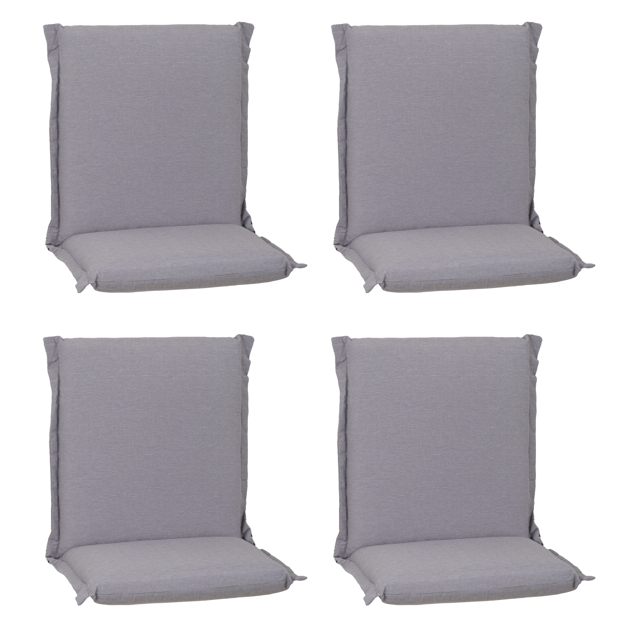 Niedriglehner-Auflagen-Set 'Ascot' grau 52 x 100 x 8 cm 4 Stück