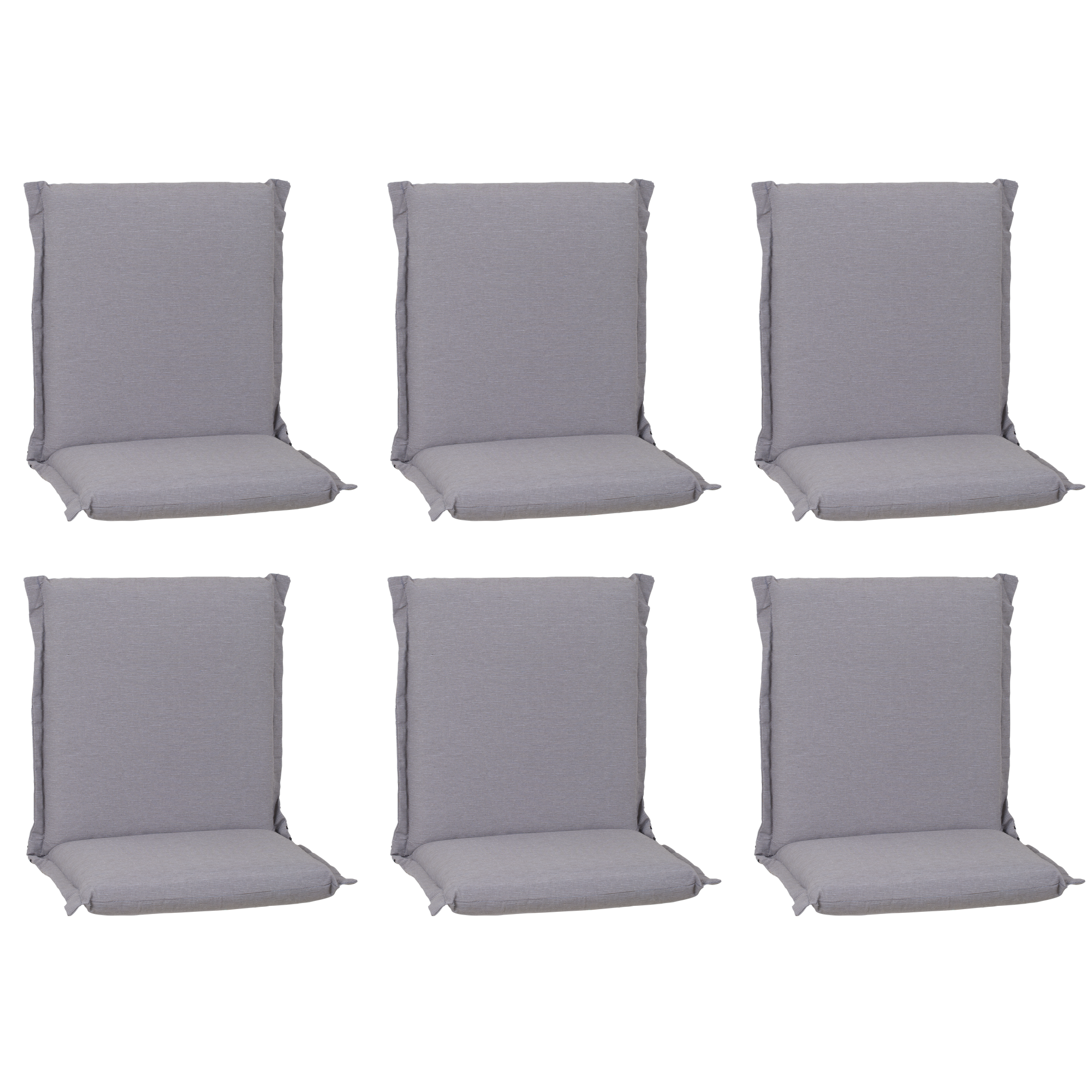 Niedriglehner-Auflagen-Set 'Ascot' grau 52 x 100 x 8 cm 6 Stück