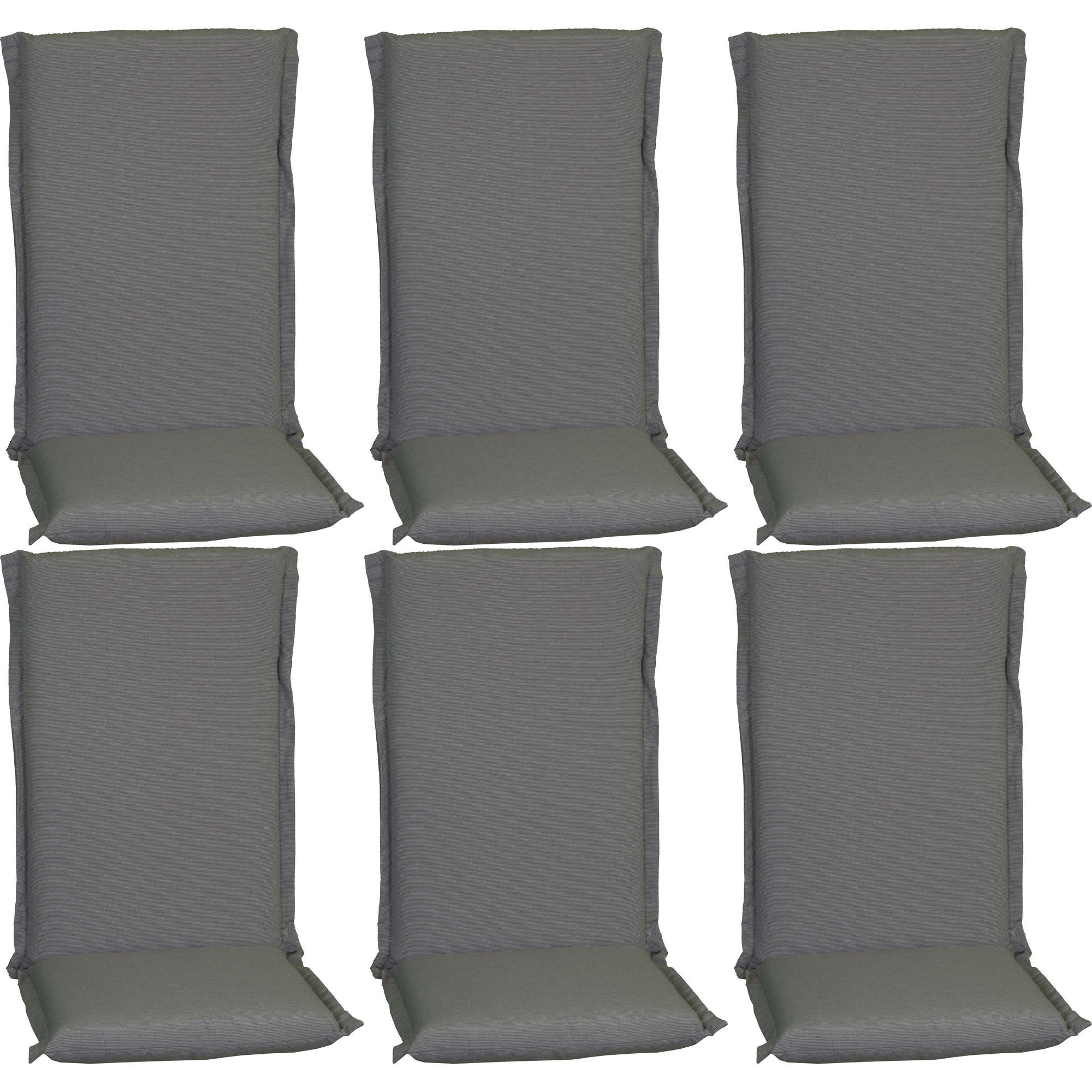 Hochlehner-Auflagen-Set 'Ascot' grau 52 x 120 x 8 cm 6 Stück