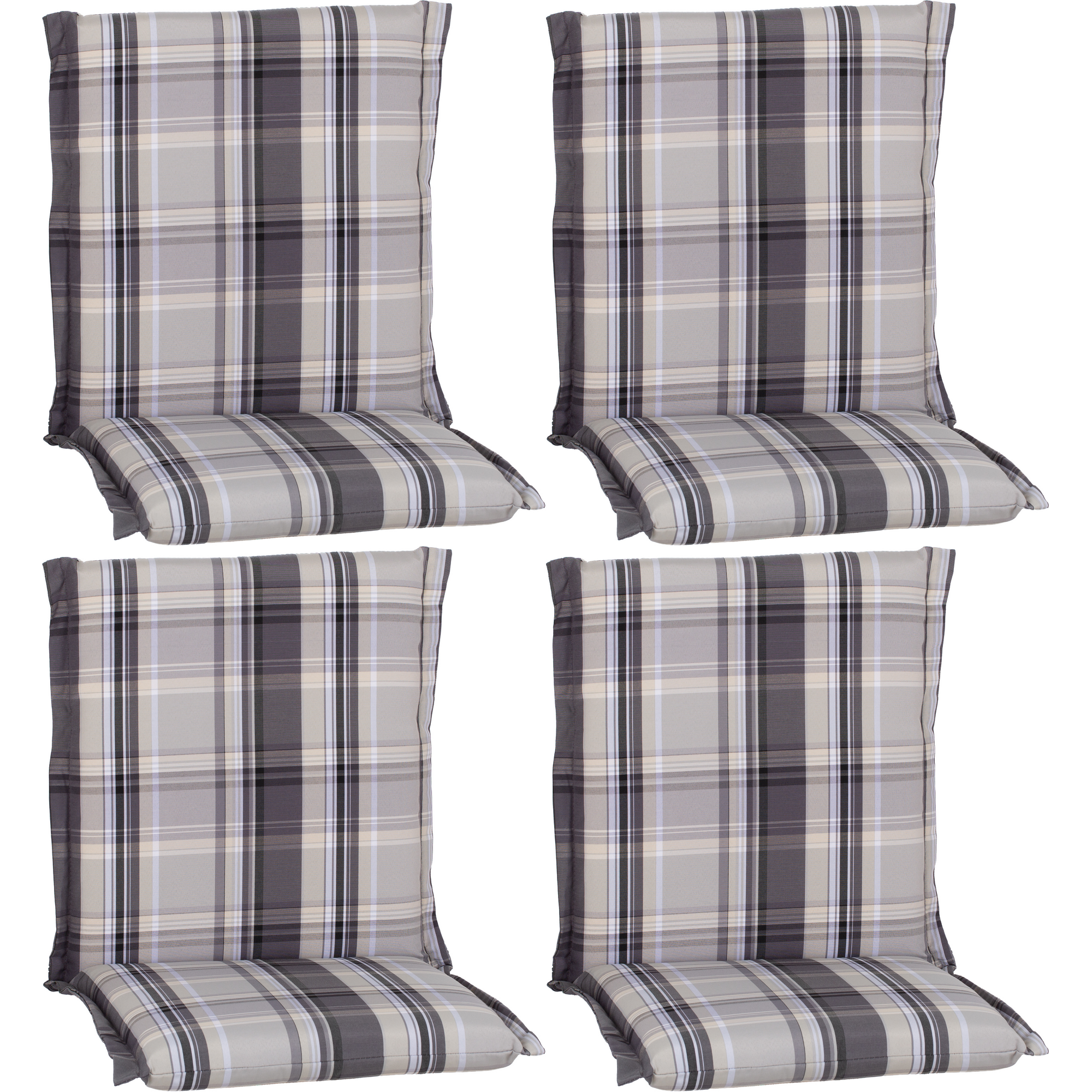 Niedriglehner-Auflagen-Set 'Ascot' grau 52 x 100 x 8 cm 4 Stück