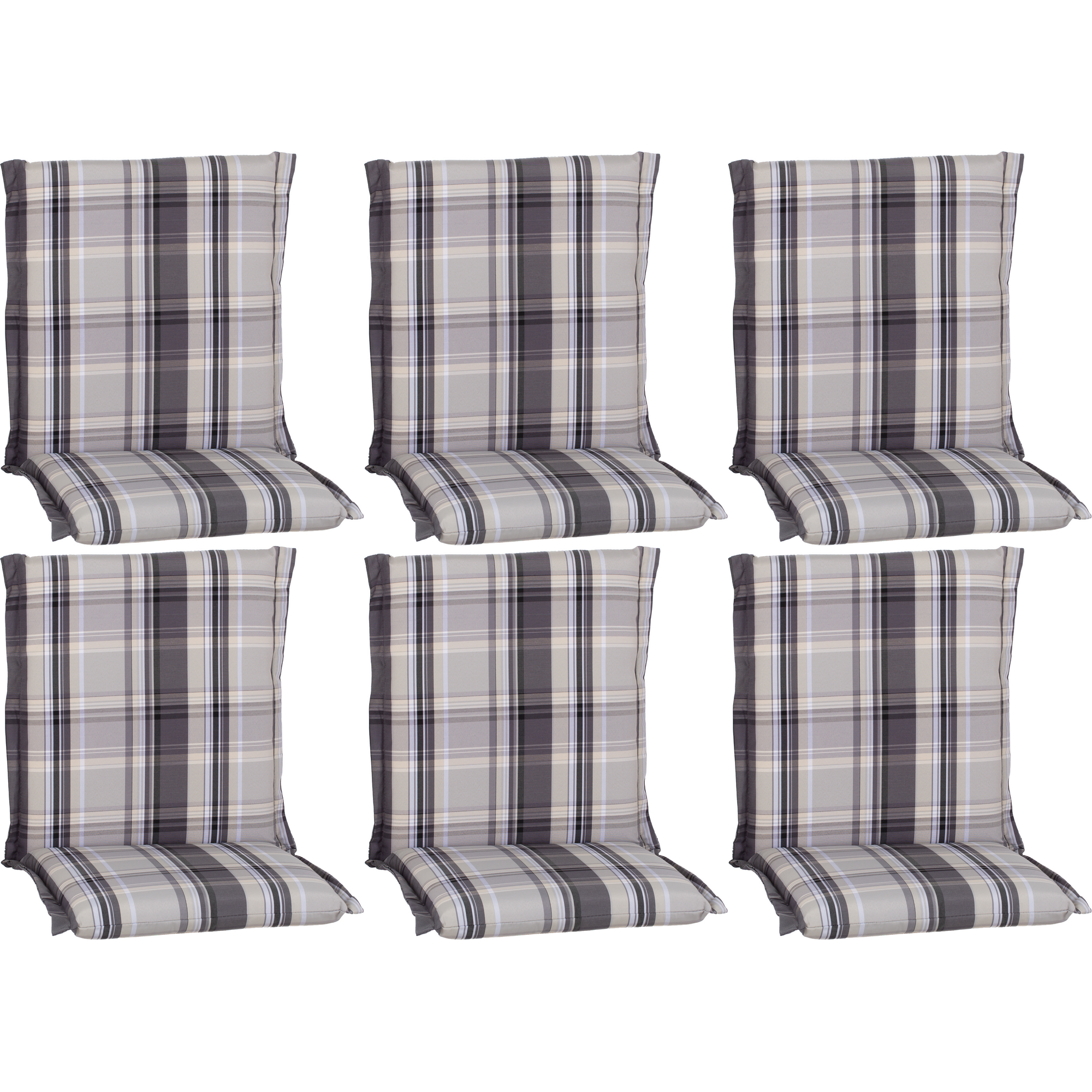 Niedriglehner-Auflagen-Set 'Ascot' grau 52 x 100 x 8 cm 6 Stück