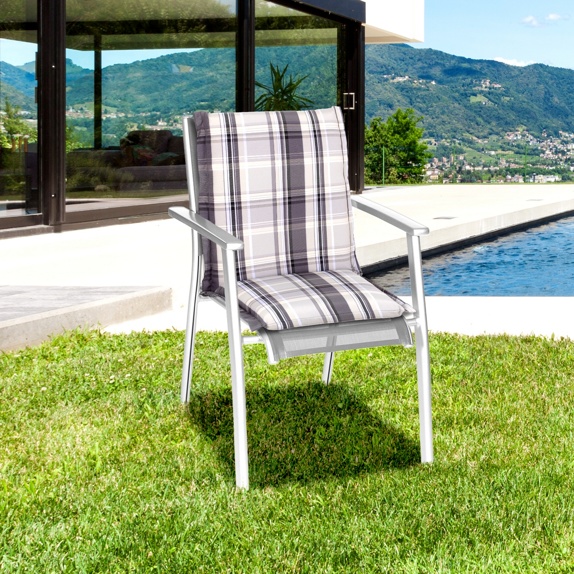 Niedriglehner-Auflagenset 'Ascot' grau 52 x 100 x 8 cm 6 Stück