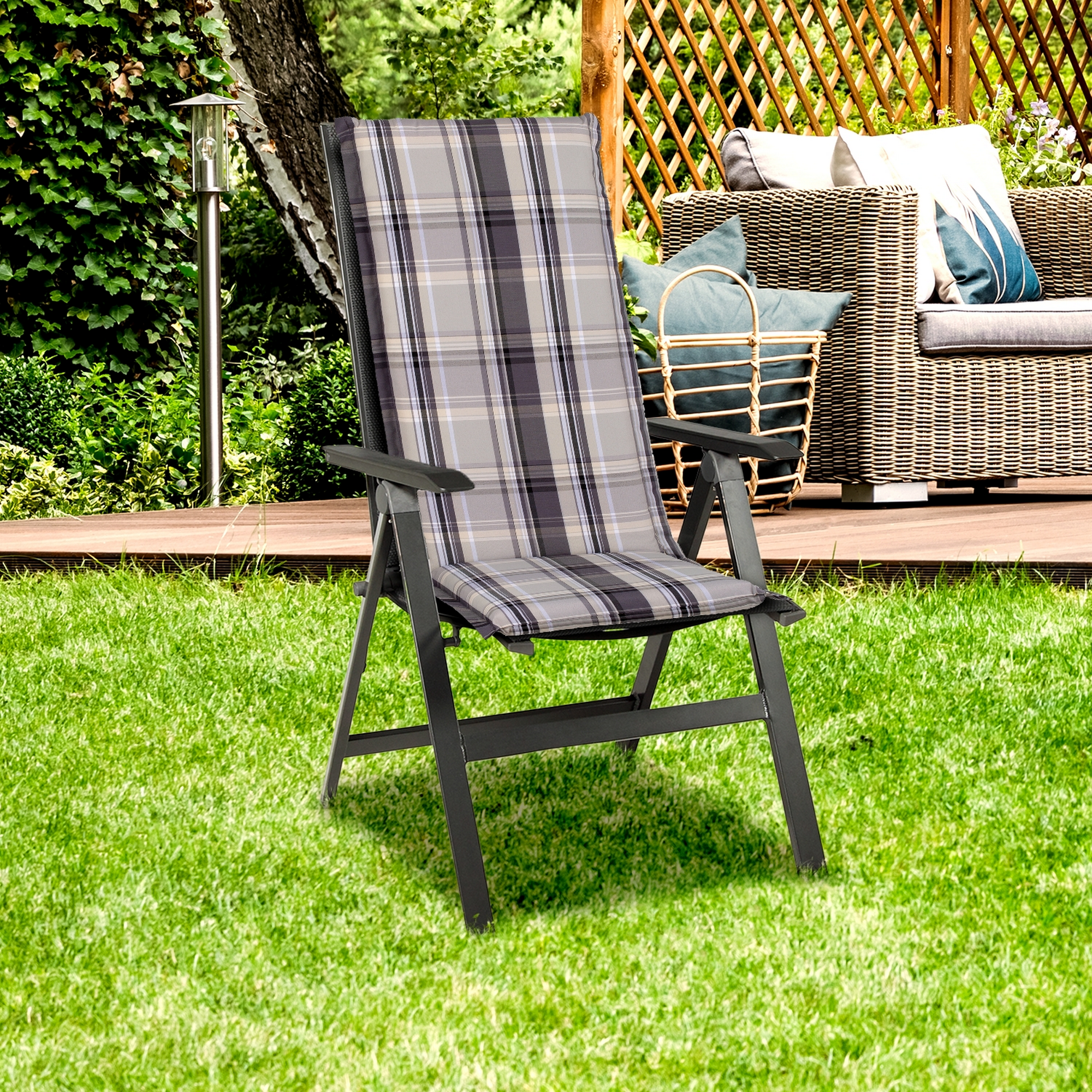 Hochlehner-Auflagenset 'Ascot' grau 52 x 120 x 8 cm 4 Stück