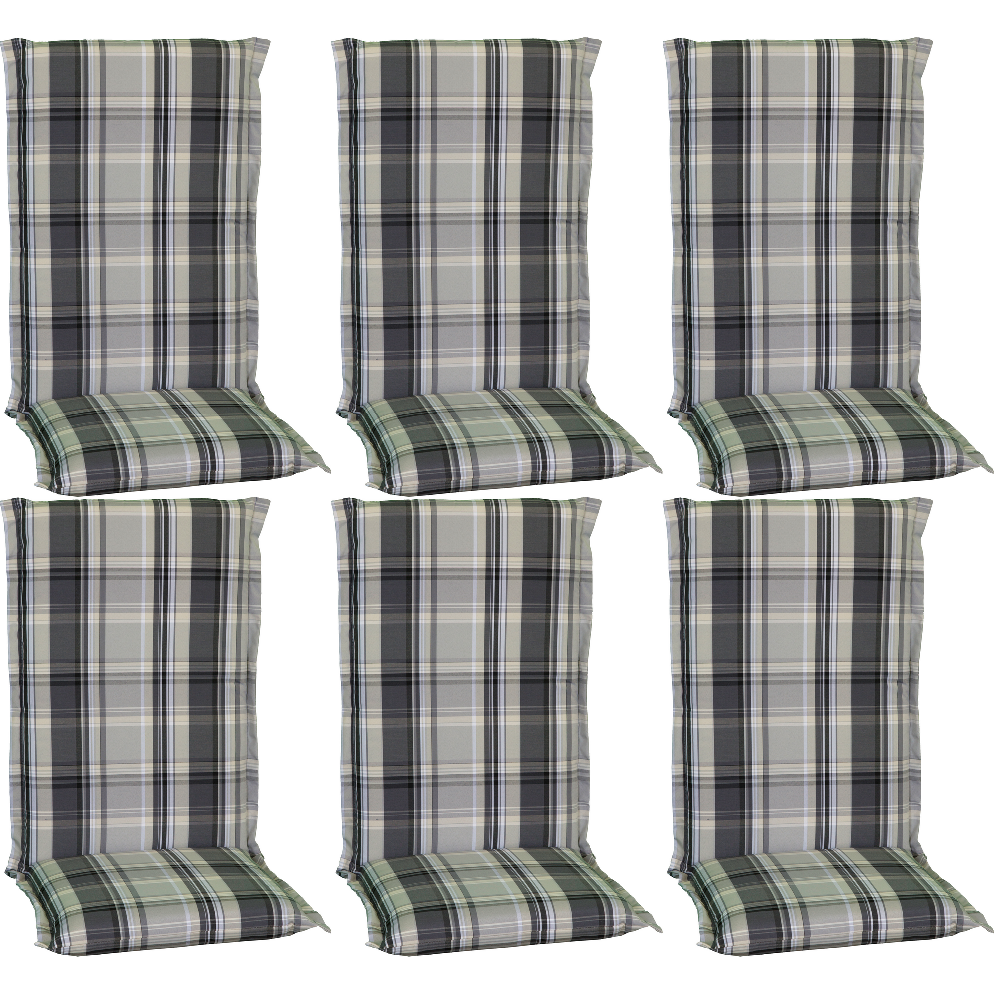 Hochlehner-Auflagen-Set 'Ascot' grau 52 x 120 x 8 cm 6 Stück