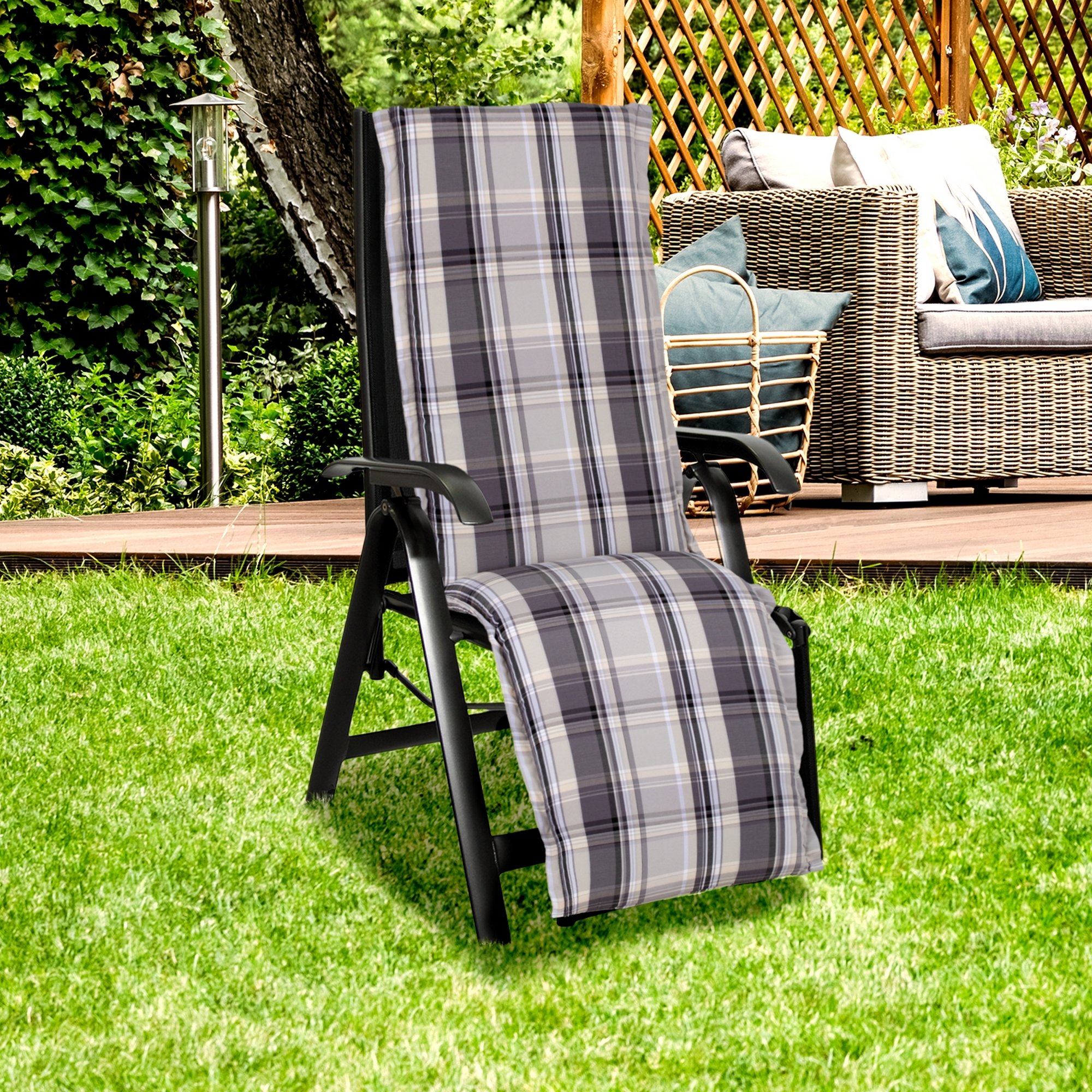 Relaxstuhl-Auflage 'Ascot' grau 52 x 120 x 16 cm
