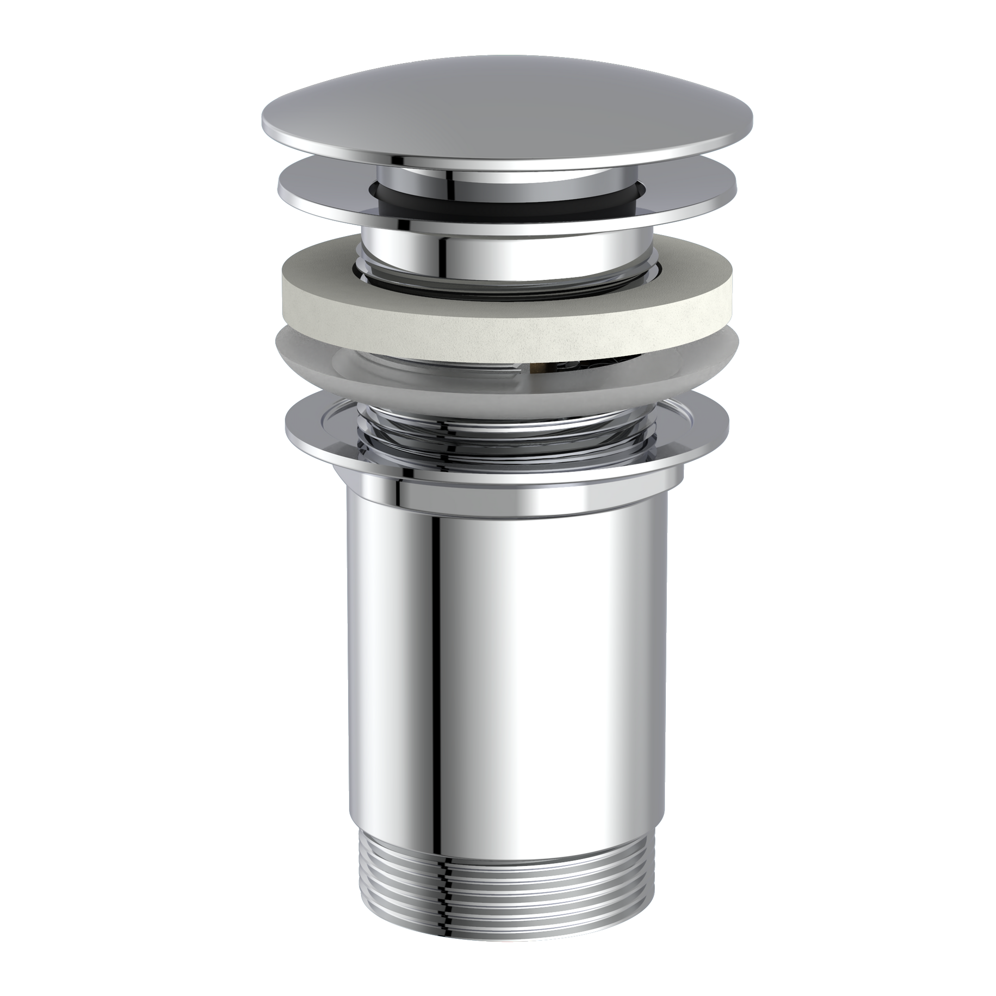 Druckknopf-Ablaufventil Messing verchromt 1 1/4", mit Überlauf
