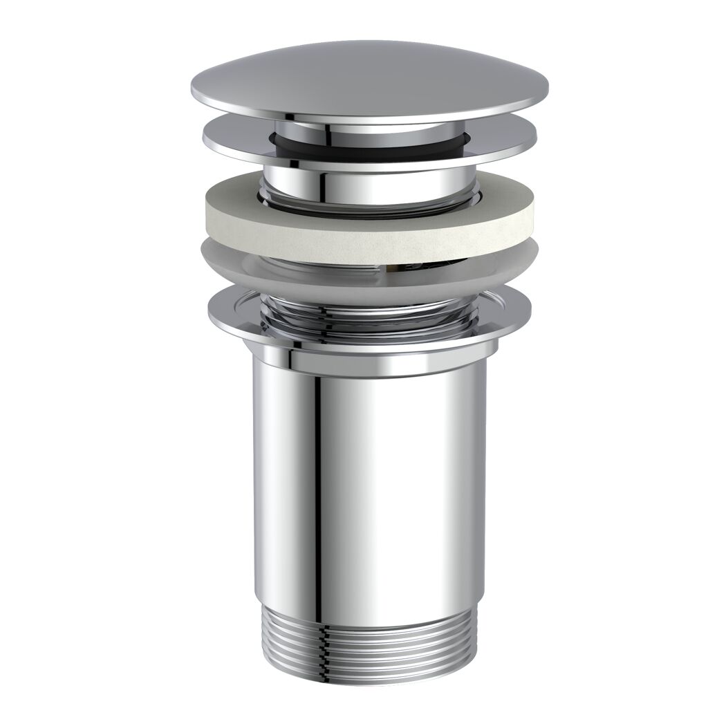 Druckknopf-Ablaufventil Messing verchromt 1 1/4", mit Überlauf