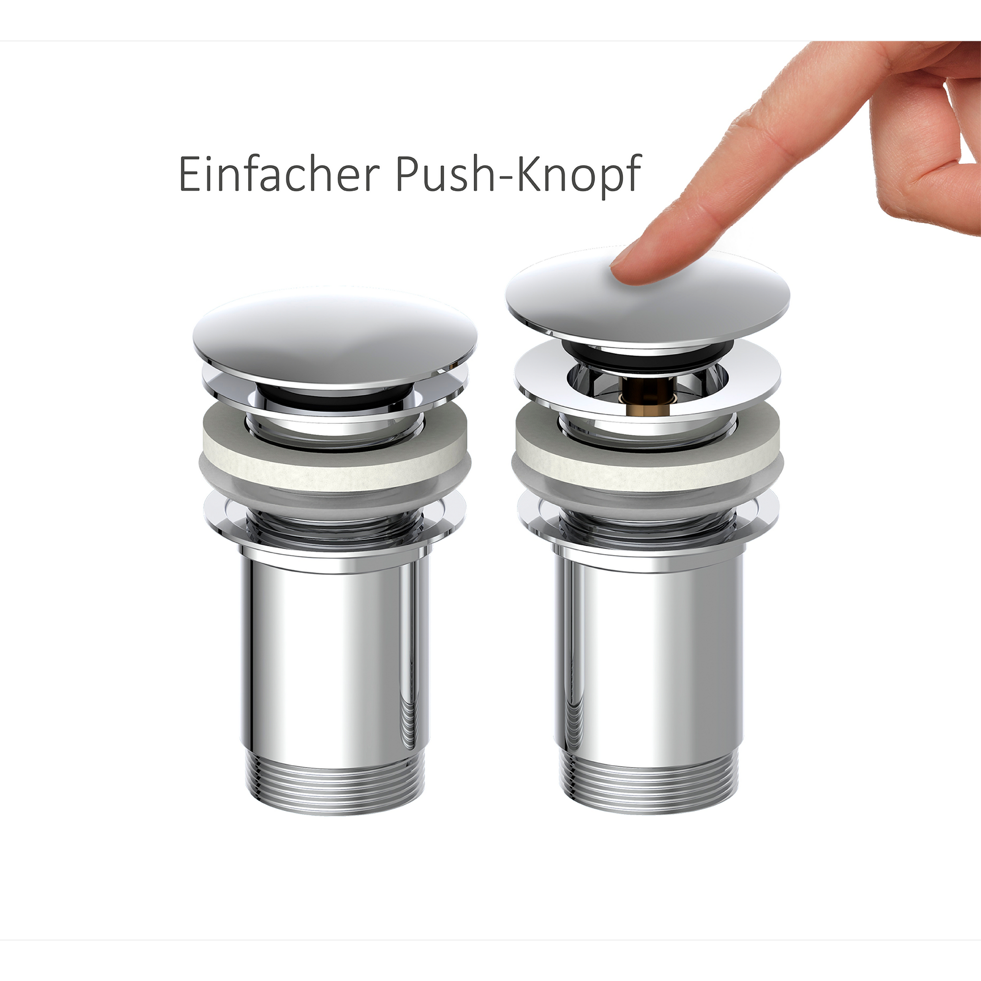 Druckknopf-Ablaufventil Messing verchromt 1 1/4", mit Überlauf