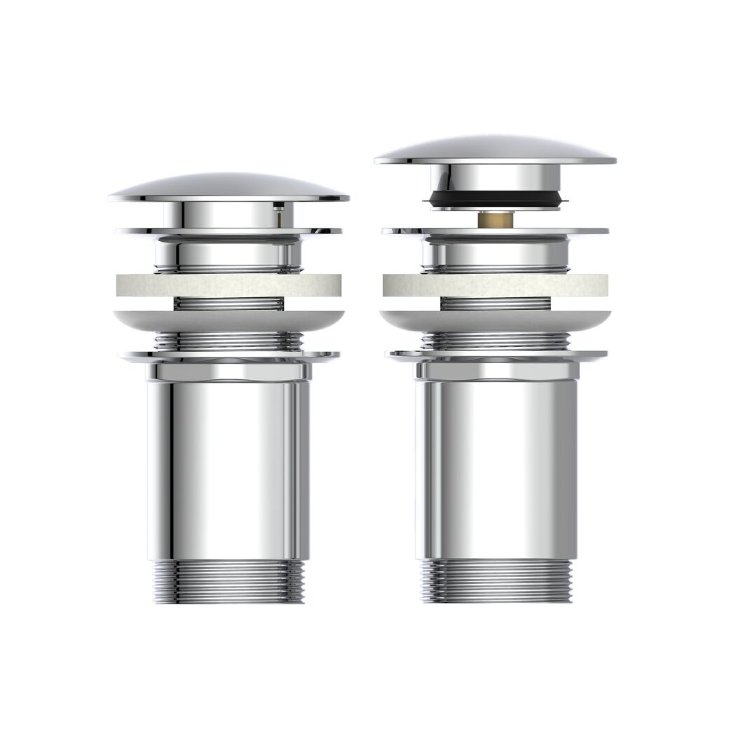 Druckknopf-Ablaufventil Messing verchromt 1 1/4", mit Überlauf