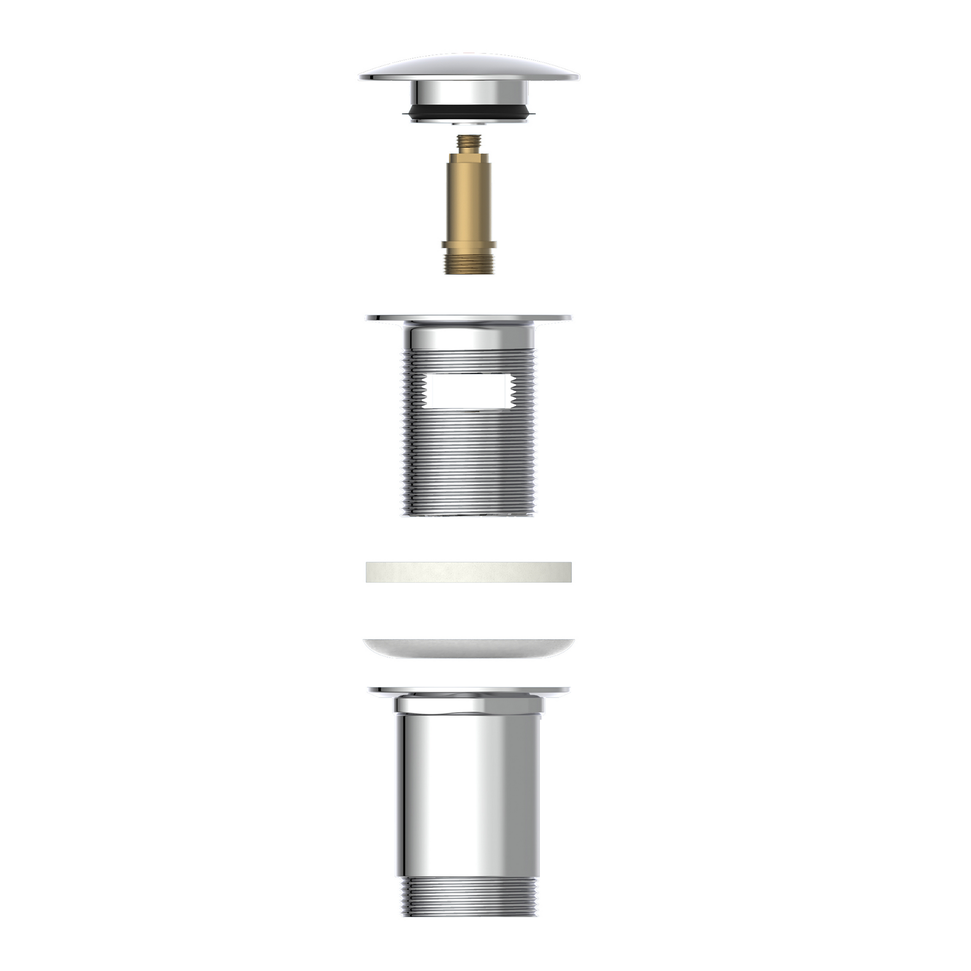 Druckknopf-Ablaufventil Messing verchromt 1 1/4", mit Überlauf