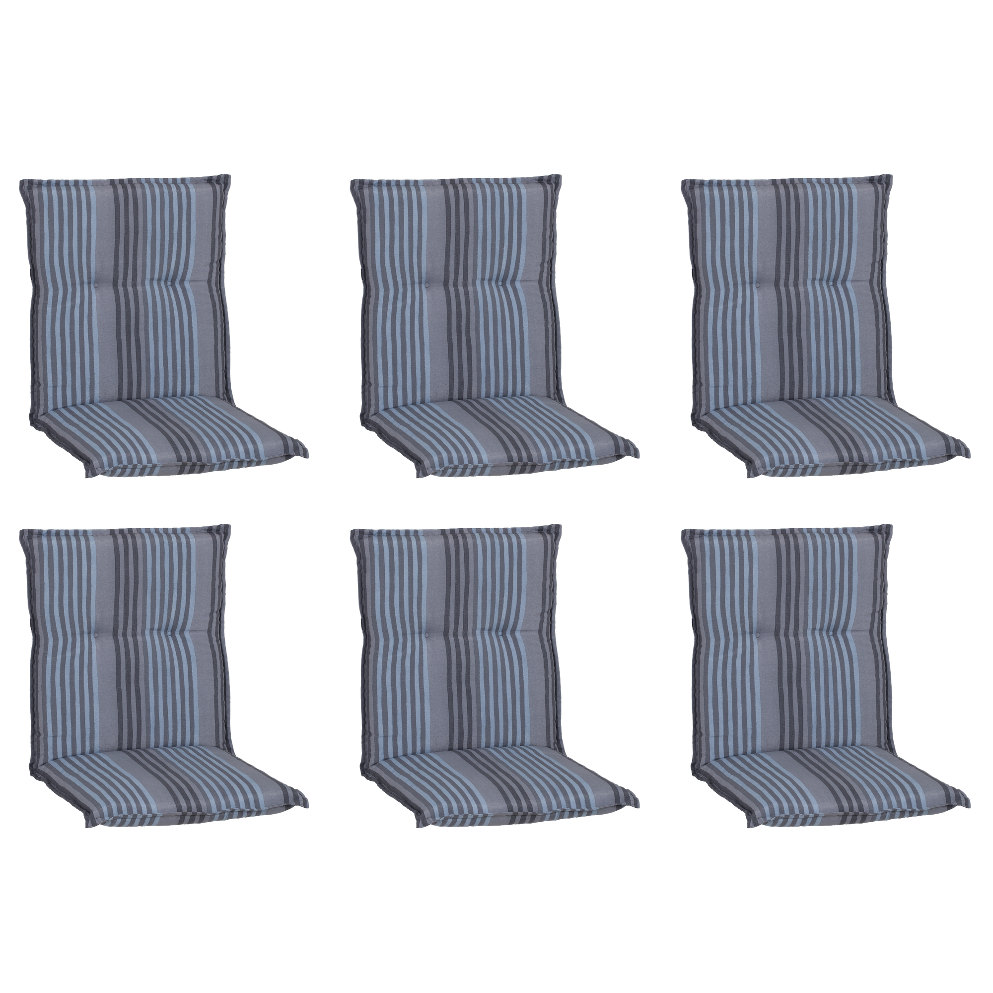 Niedriglehner-Auflagen-Set 'Turin' blau/grau 46 x 98 x 8 cm 6 Stück