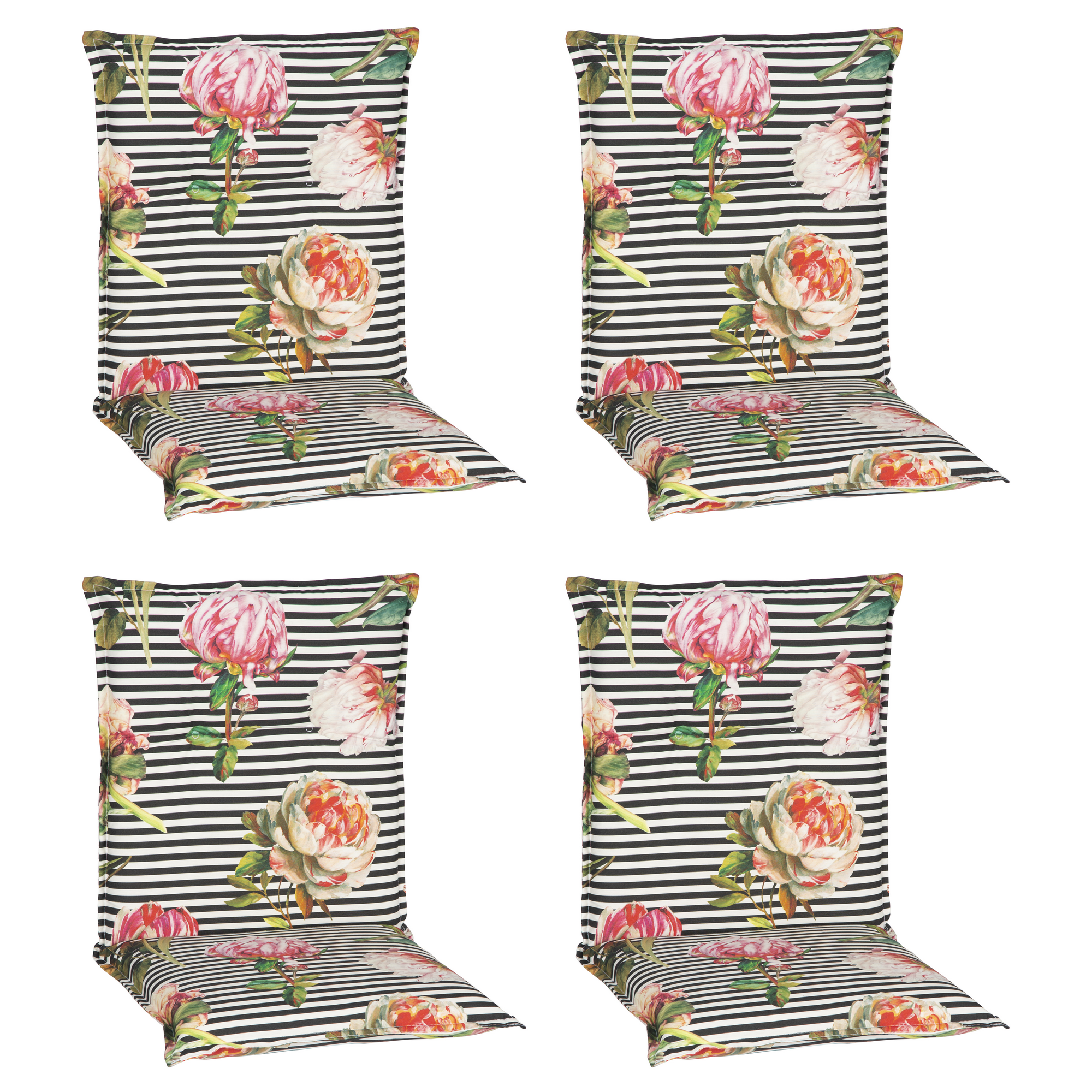 Niedriglehner-Auflagen-Set 'Turin' mehrfarbig 46 x 98 x 8 cm 4 Stück