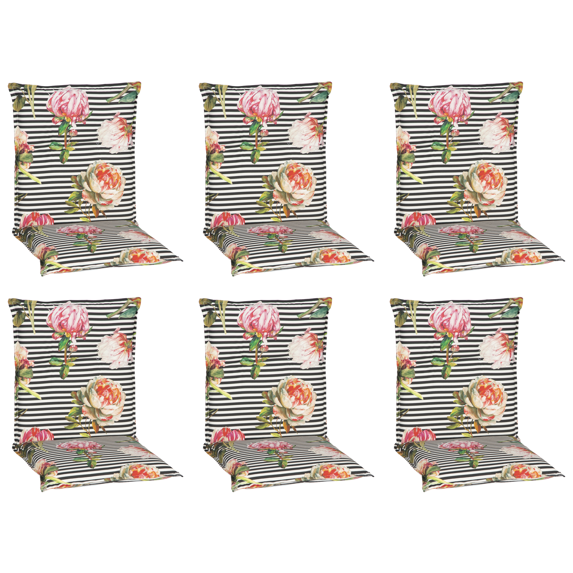 Niedriglehner-Auflagen-Set 'Turin' mehrfarbig 46 x 98 x 8 cm 6 Stück