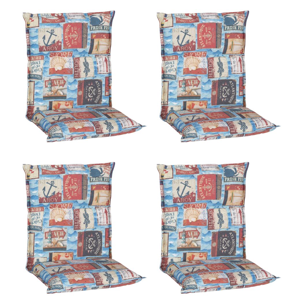 Niedriglehner-Auflagenset 'Togo' blau/beige 46 x 98 x 8 cm 4 Stück