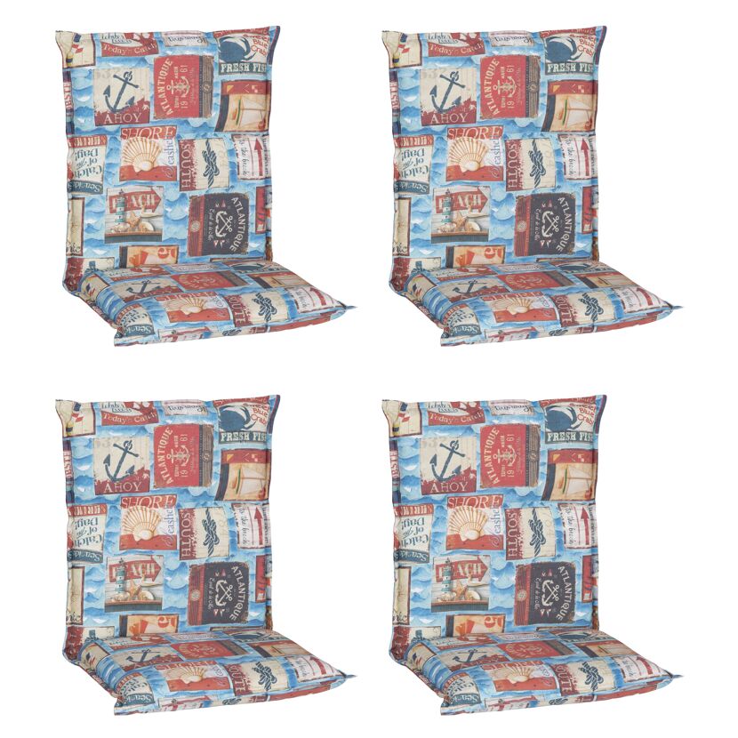 Niedriglehner-Auflagenset 'Togo' blau/beige 46 x 98 x 8 cm 4 Stück