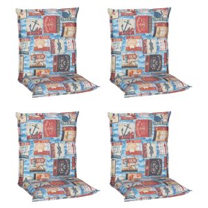 Niedriglehner-Auflagen-Set 'Turin' blau/beige 46 x 98 x 8 cm 4 Stück