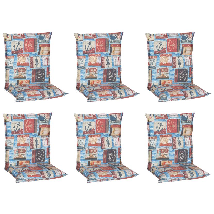 Niedriglehner-Auflagenset 'Togo' blau/beige 46 x 98 x 8 cm 6 Stück