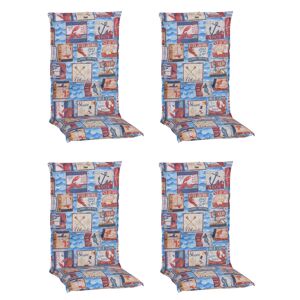 Hochlehner-Auflagen-Set 'Turin' blau/beige 46 x 118 x 8 cm 4 Stück