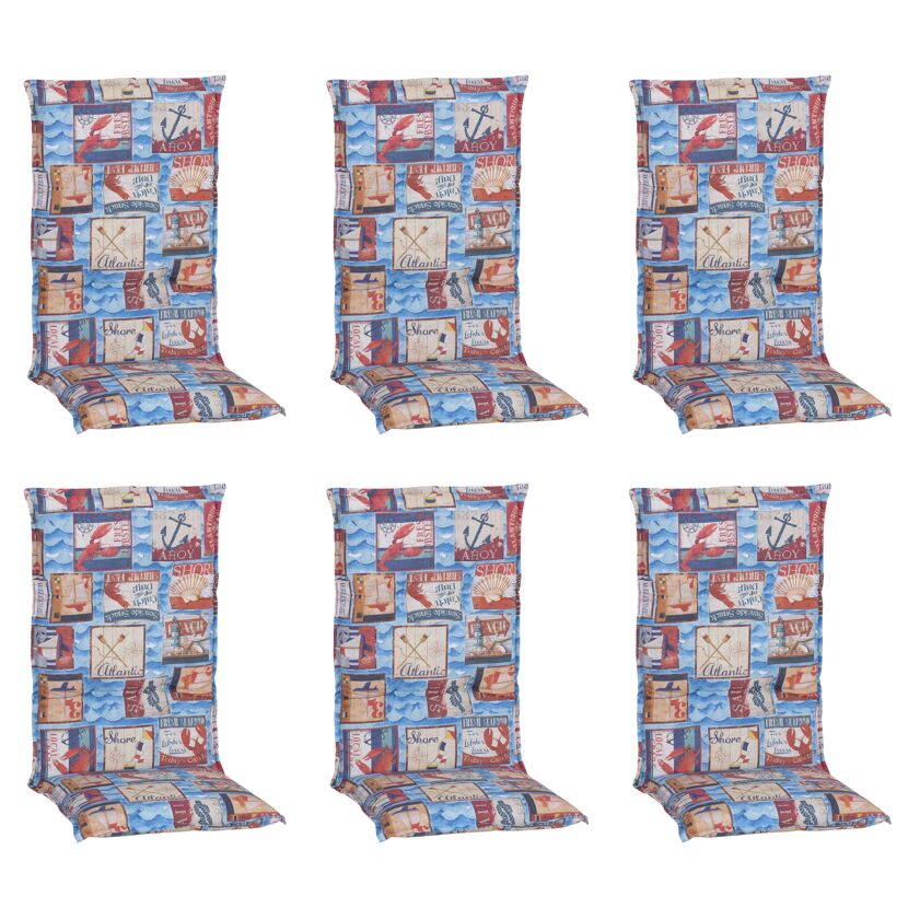 Hochlehner-Auflagenset 'Togo' blau/beige 46 x 118 x 8 cm 6 Stück