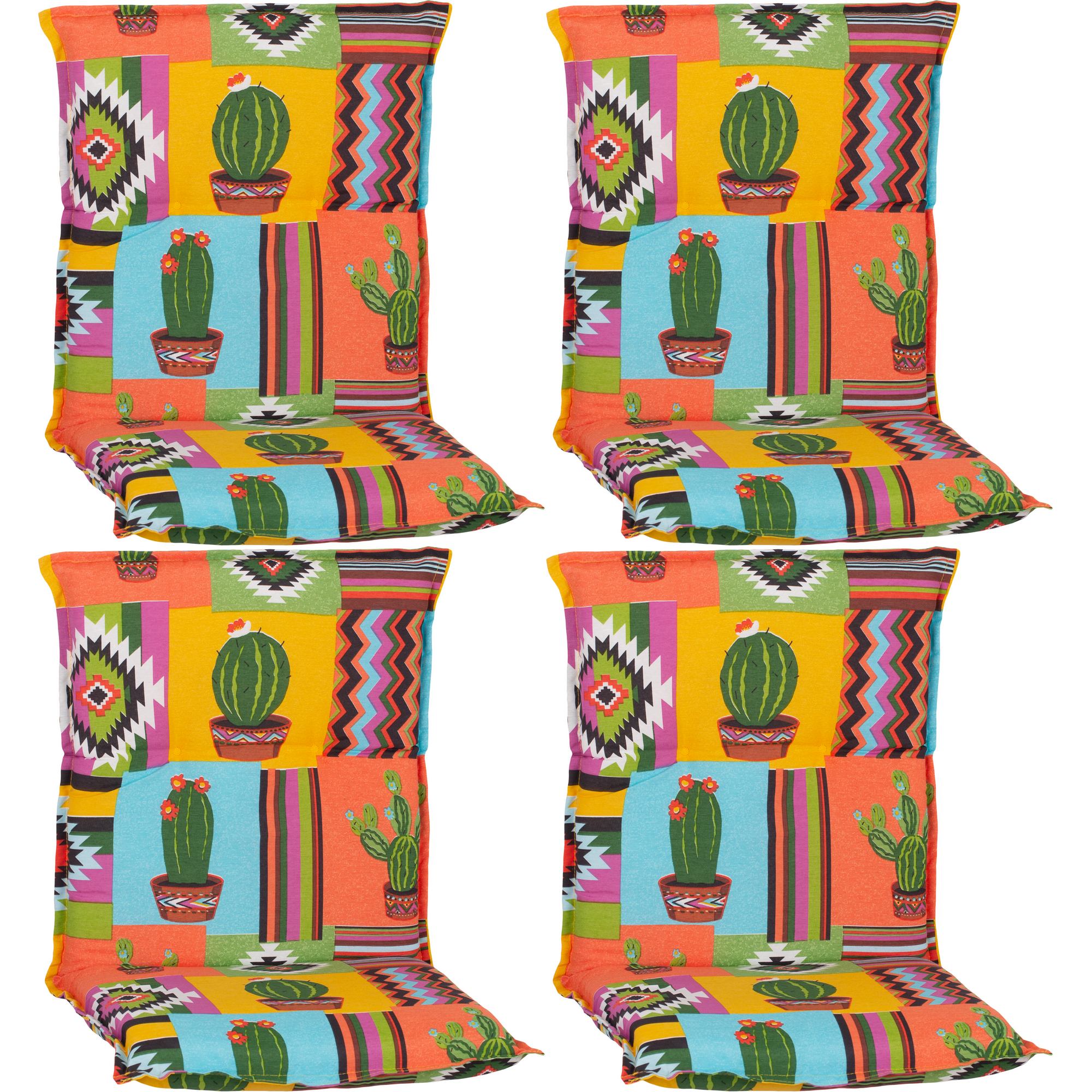 Niedriglehner-Auflagen-Set 'Turin' bunt 46 x 98 x 8 cm 4 Stück