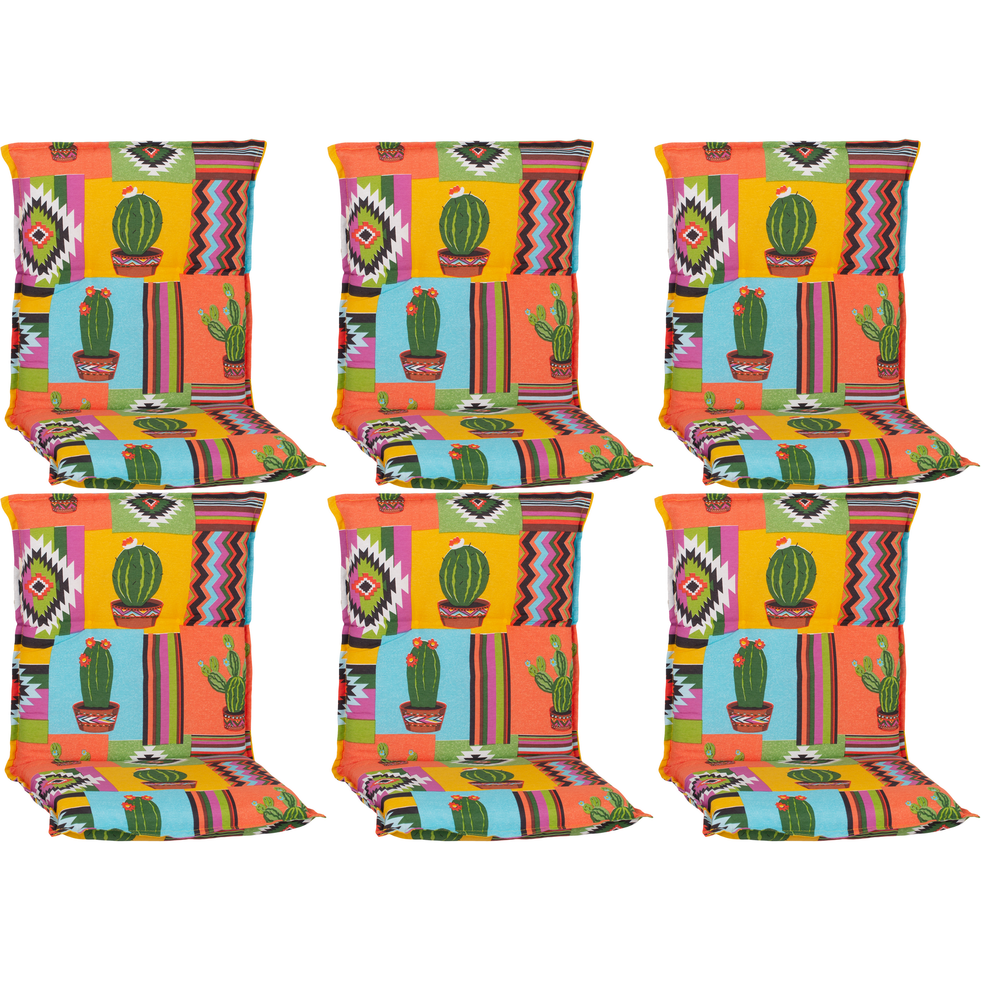 Niedriglehner-Auflagen-Set 'Turin' bunt 46 x 98 x 8 cm 6 Stück