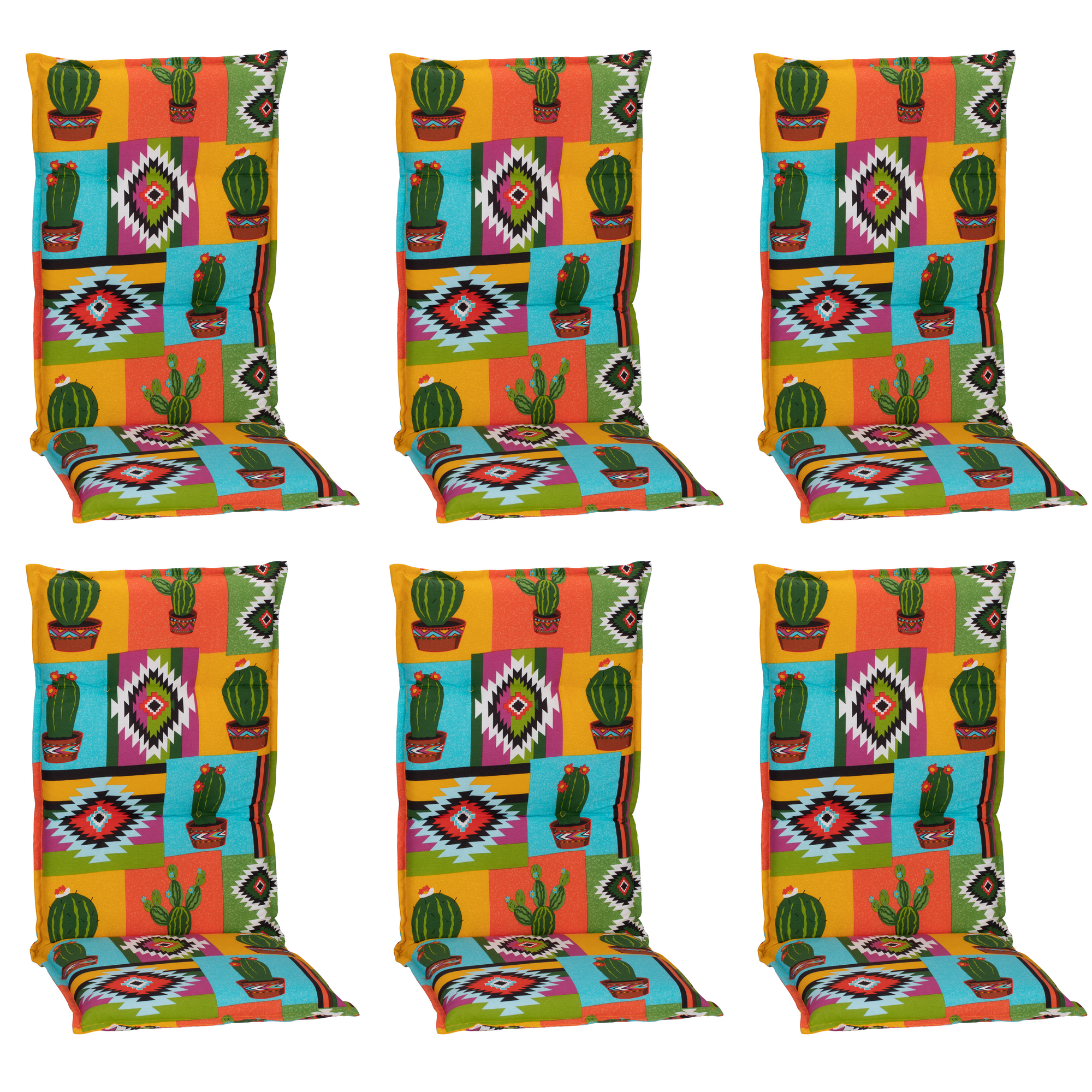 Hochlehner-Auflagen-Set 'Turin' bunt 46 x 118 x 8 cm 6 Stück