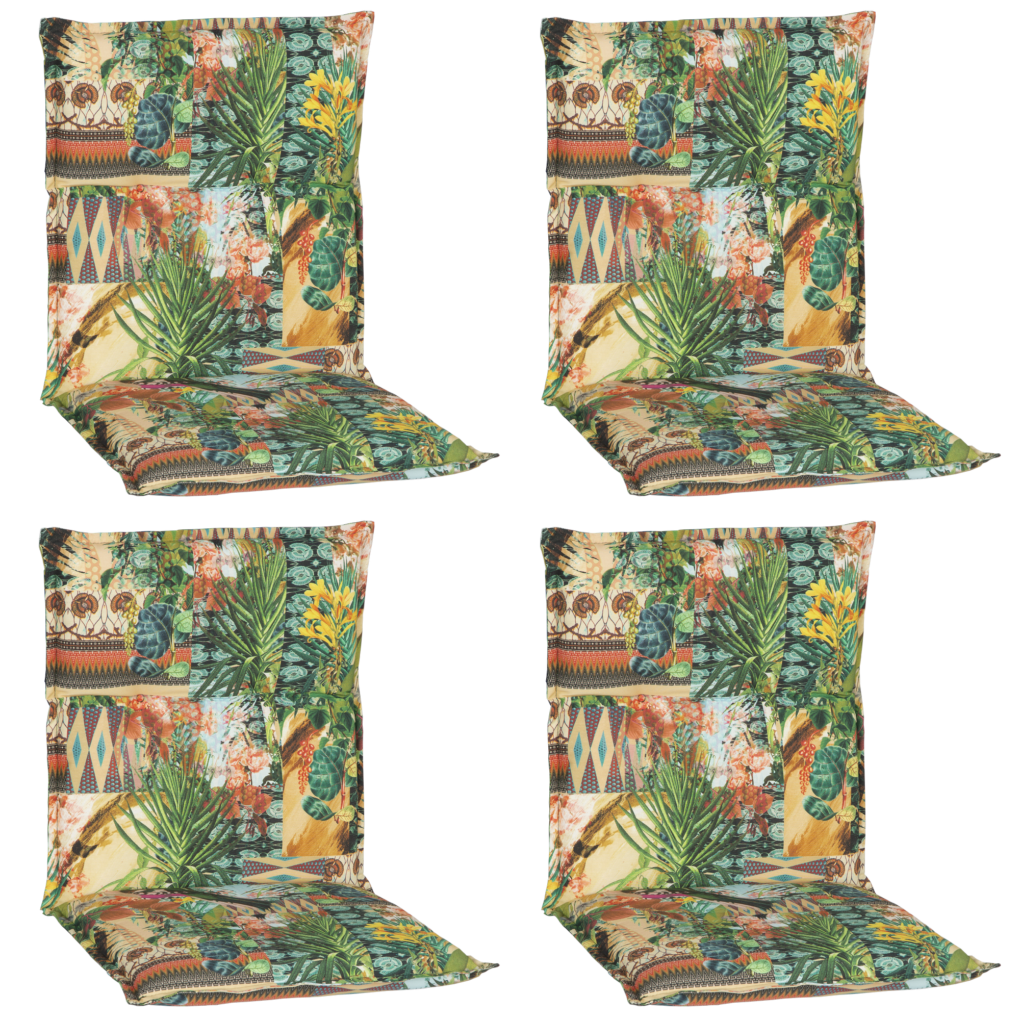 Niedriglehner-Auflagen-Set 'Turin' grün 46 x 98 x 8 cm 4 Stück