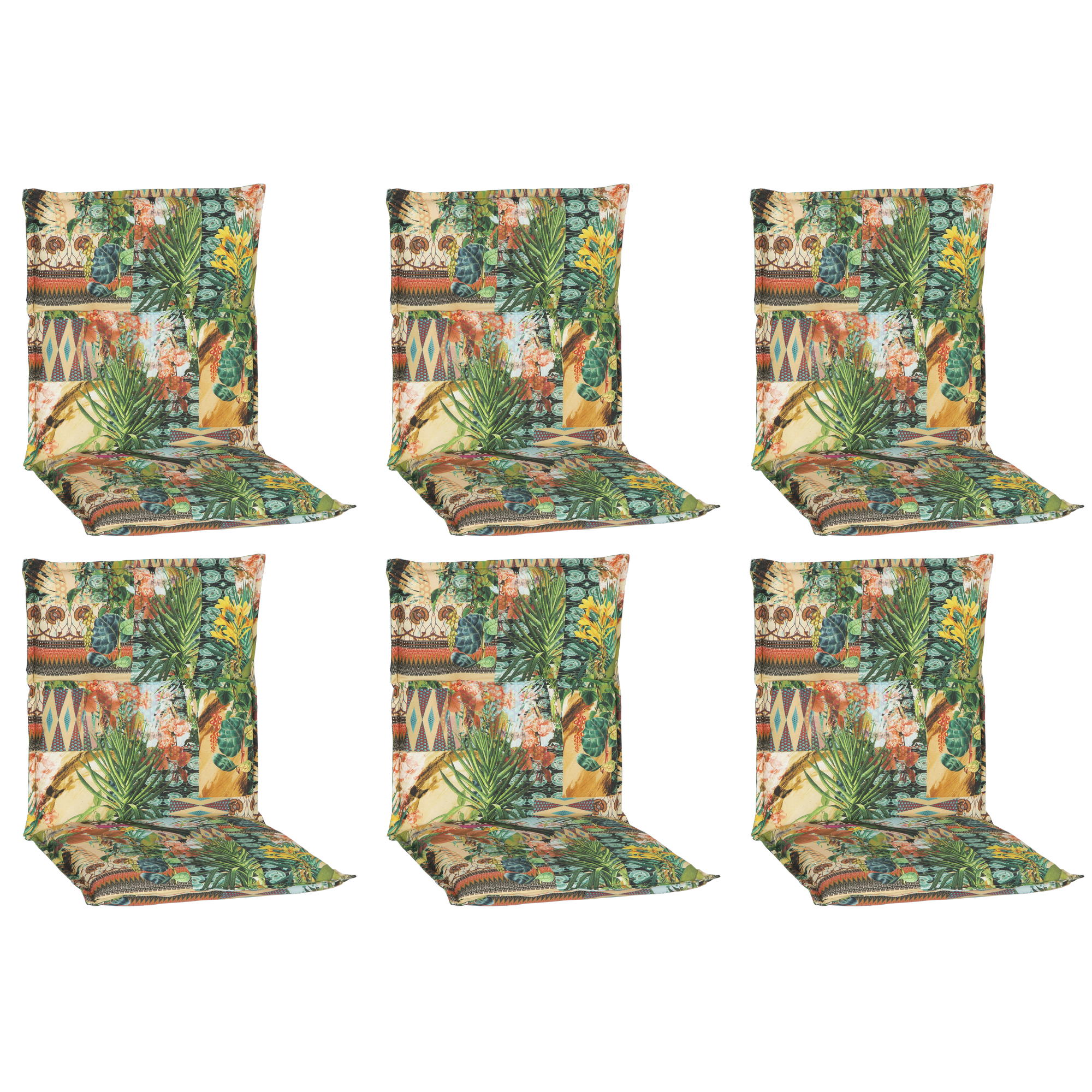 Niedriglehner-Auflagen-Set 'Turin' grün 46 x 98 x 8 cm 6 Stück