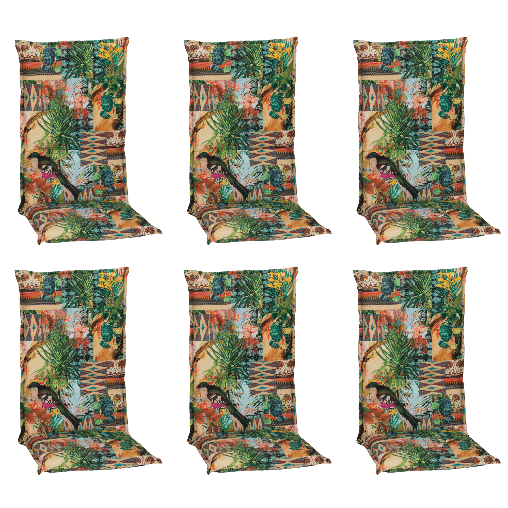 Hochlehner-Auflagen-Set 'Turin' grün 46 x 118 x 8 cm 6 Stück