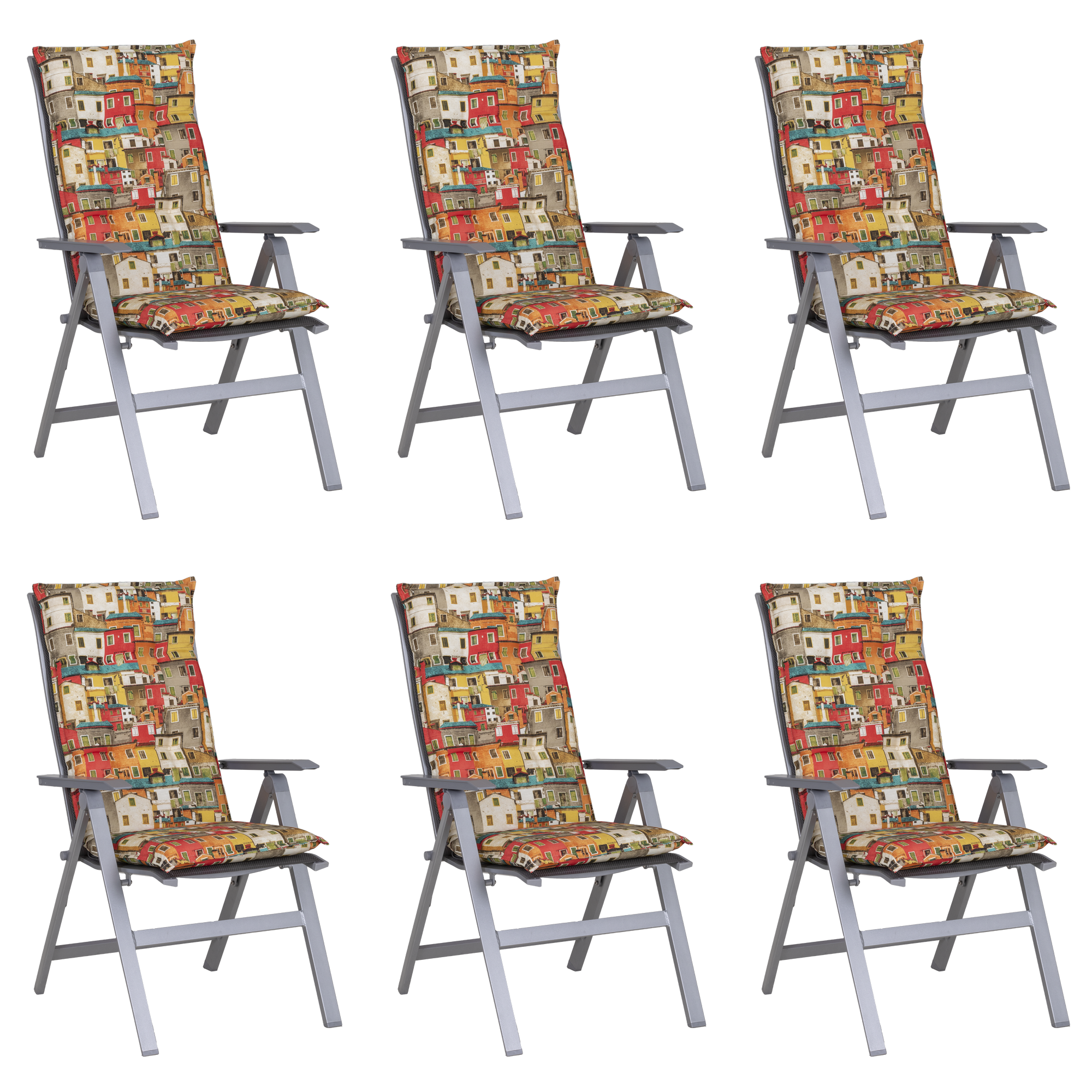 Hochlehner-Auflagen-Set 'Turin' mehrfarbig 46 x 118 x 8 cm 6 Stück