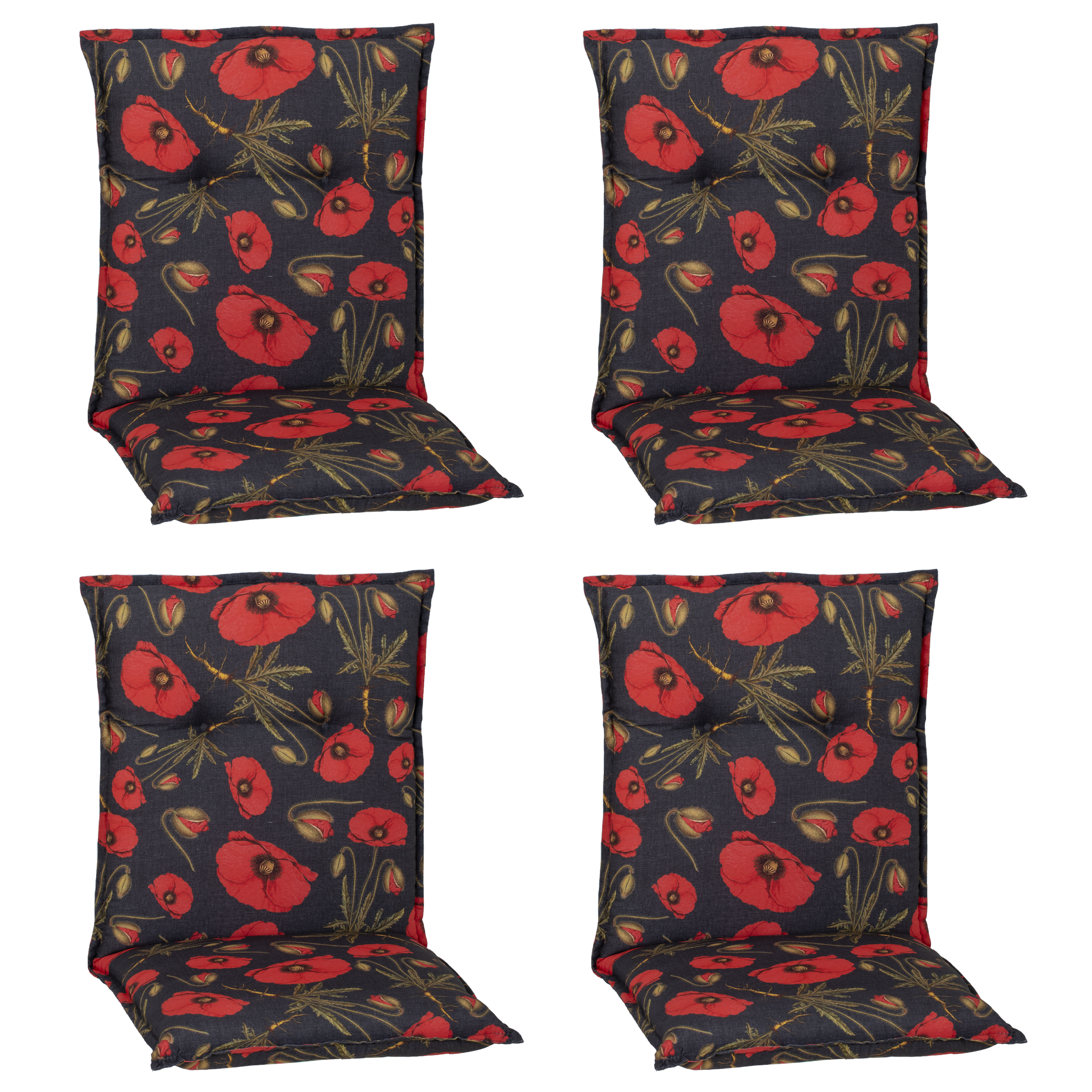 Niedriglehner-Auflagen-Set 'Turin' rot/grau 46 x 98 x 8 cm 4 Stück