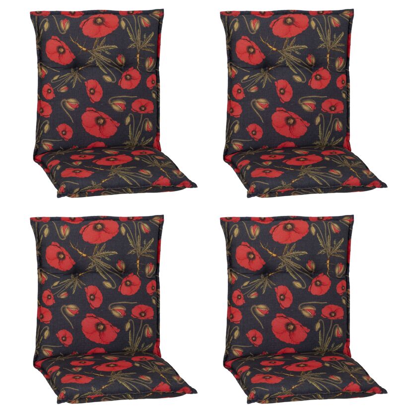 Niedriglehner-Auflagenset 'Trondheim' rot/grau 46 x 98 x 8 cm 4 Stück