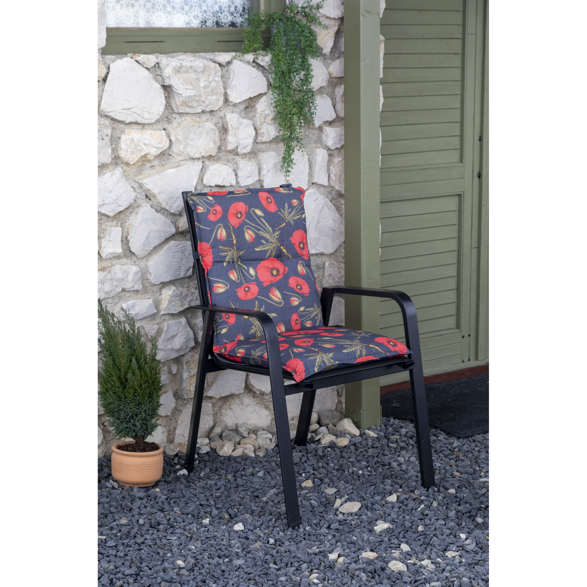 Niedriglehner-Auflagen-Set 'Turin' rot/grau 46 x 98 x 8 cm 4 Stück