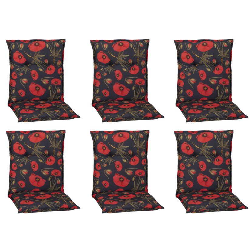 Niedriglehner-Auflagenset 'Trondheim' rot/grau 46 x 98 x 8 cm 6 Stück