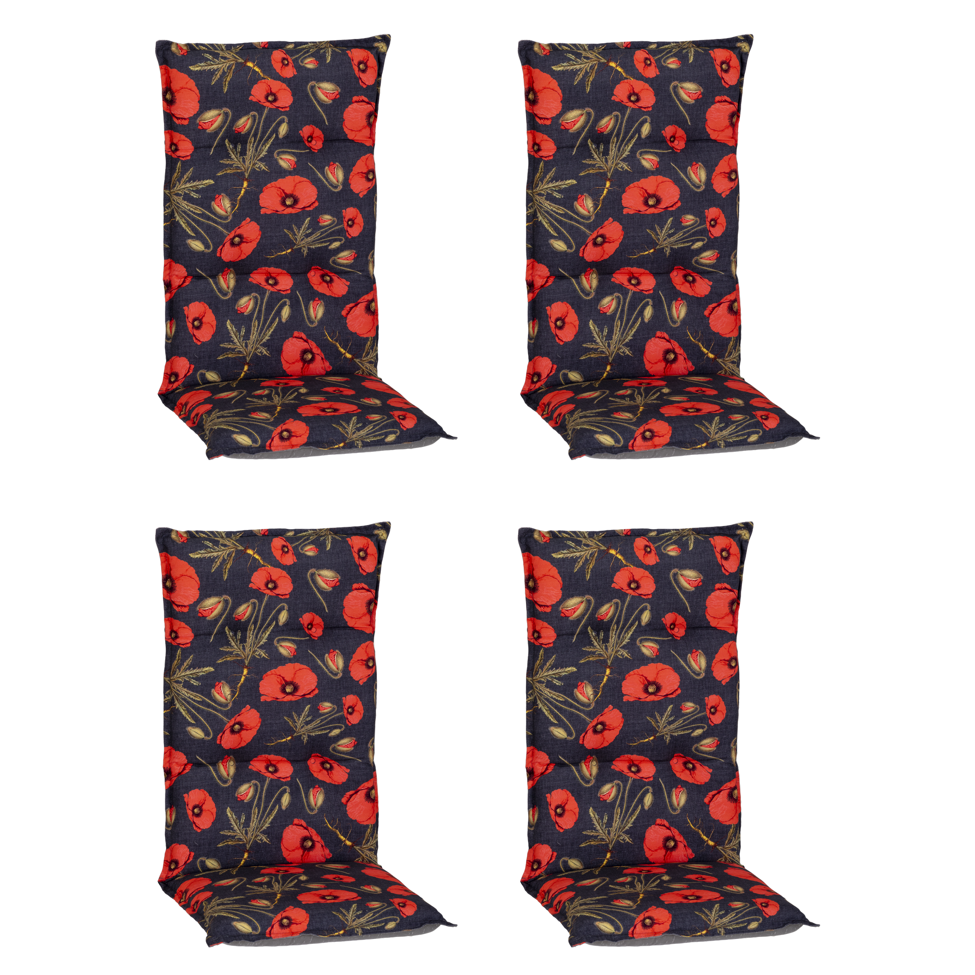 Hochlehner-Auflagen-Set 'Turin' rot/grau 46 x 118 x 8 cm 4 Stück