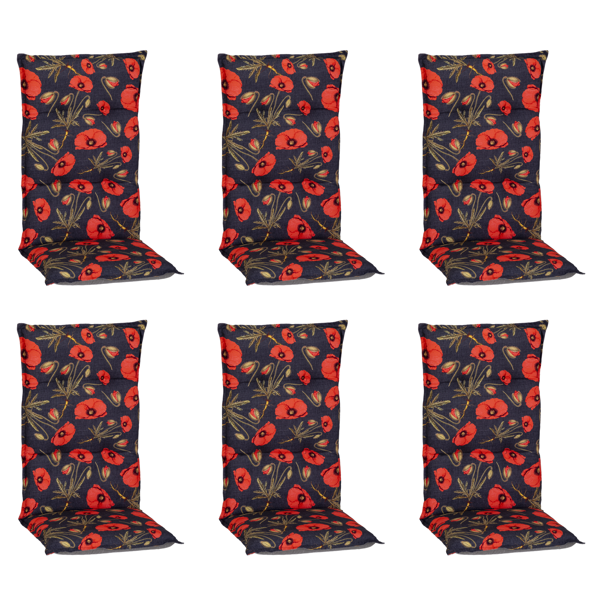 Hochlehner-Auflagen-Set 'Turin' rot/grau 46 x 118 x 8 cm 6 Stück