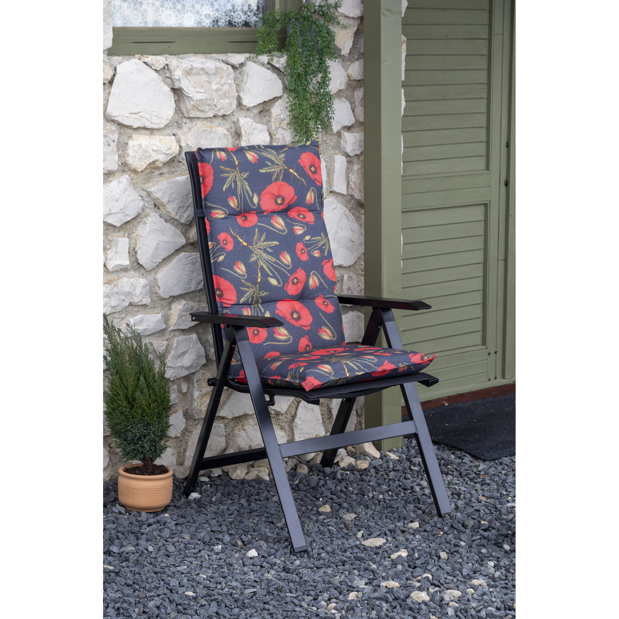 Hochlehner-Auflagen-Set 'Turin' rot/grau 46 x 118 x 8 cm 6 Stück