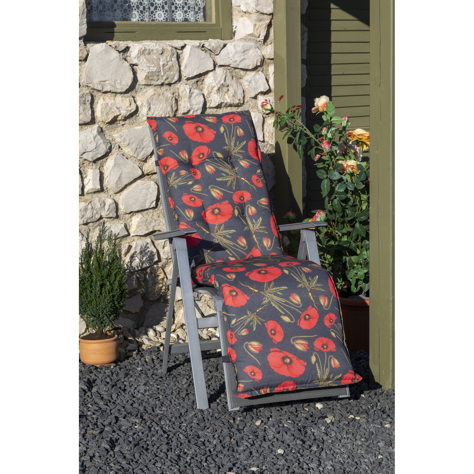 Relaxstuhl-Auflage 'Turin' rot/grau 46 x 171 x 8 cm