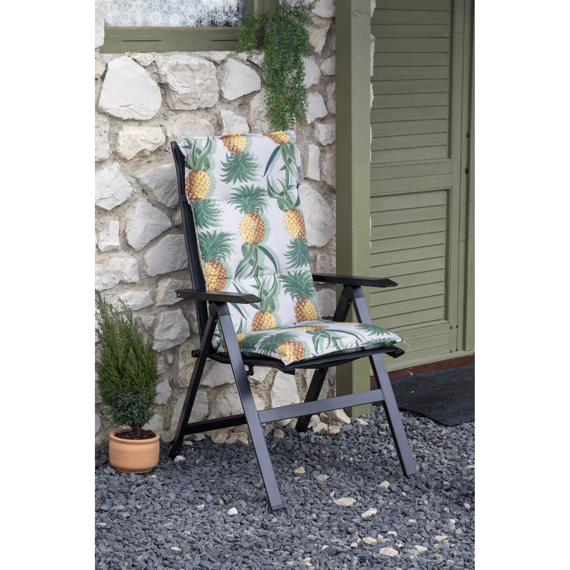 Hochlehner-Auflagen-Set 'Turin' grün/gelb 46 x 118 x 8 cm 4 Stück