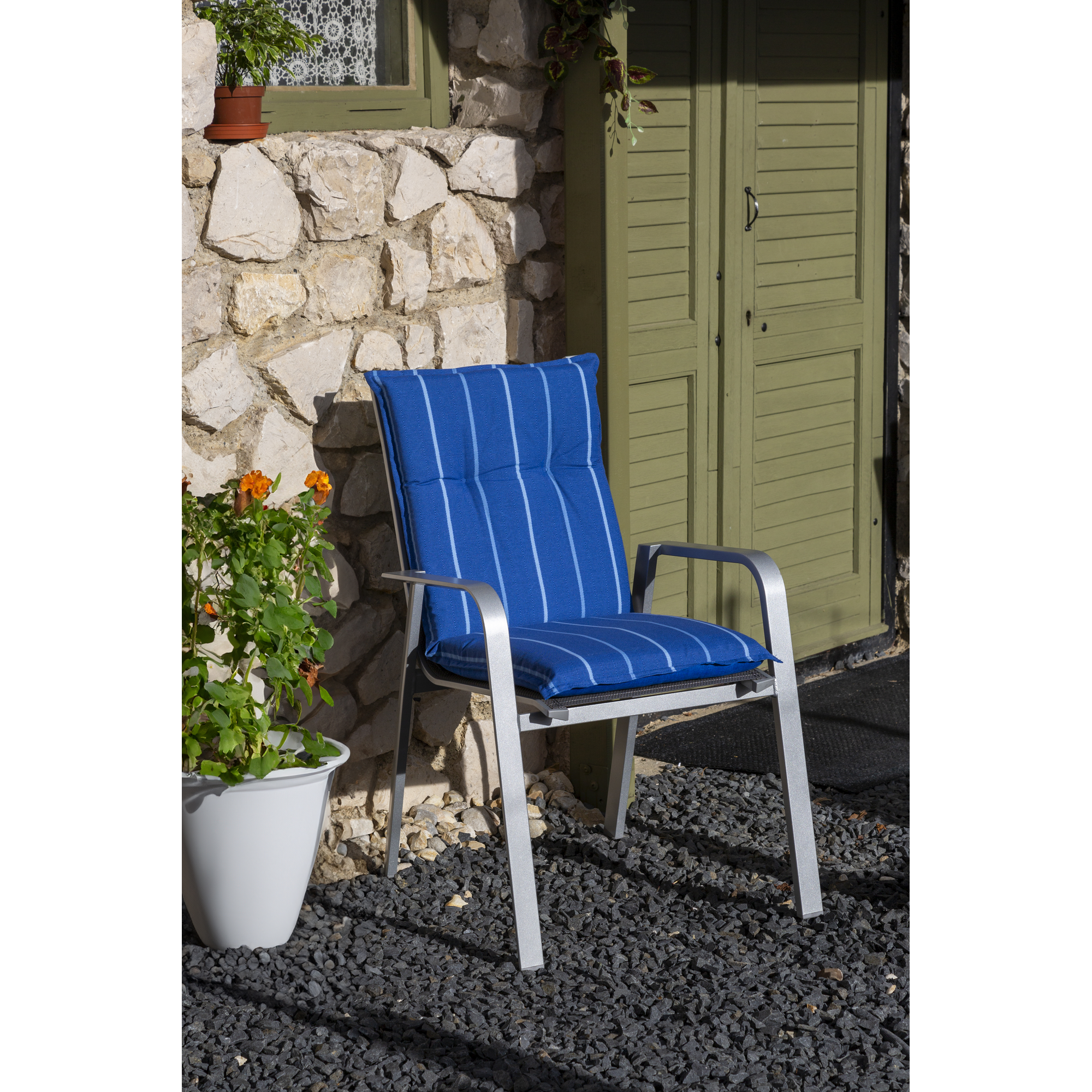 Niedriglehner-Auflagen-Set 'Turin' blau 46 x 98 x 8 cm 4 Stück