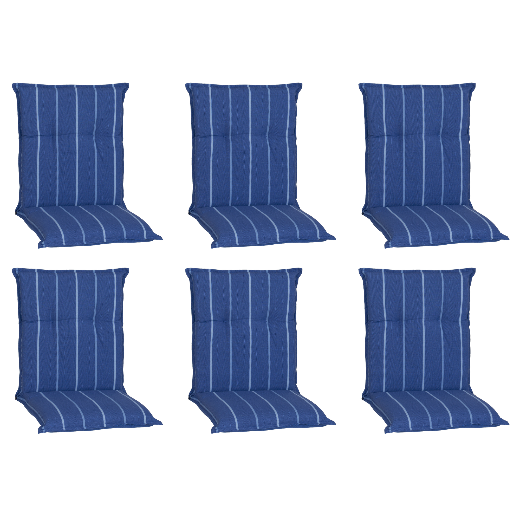 Niedriglehner-Auflagen-Set 'Turin' blau 46 x 98 x 8 cm 6 Stück