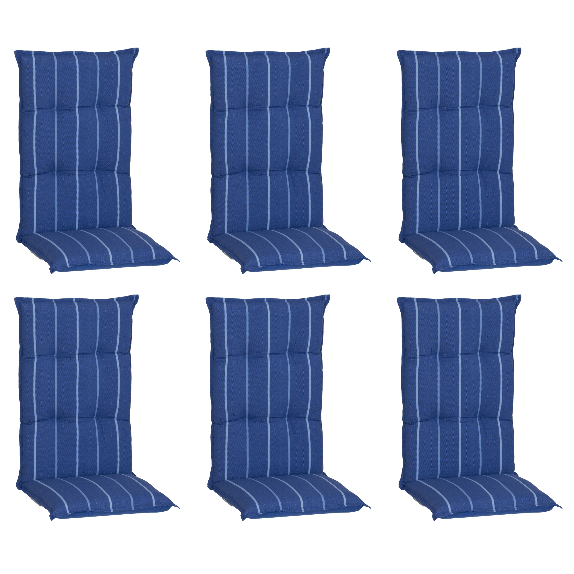 Hochlehner-Auflagen-Set 'Turin' blau 46 x 118 x 8 cm 6 Stück