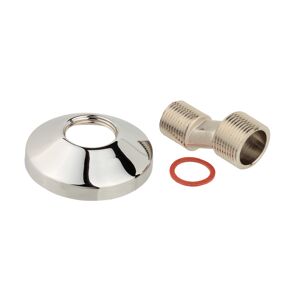 S-Anschluss Messing verchromt 1/2" AG x 15 mm x 3/4" AG, mit Gewinderosette
