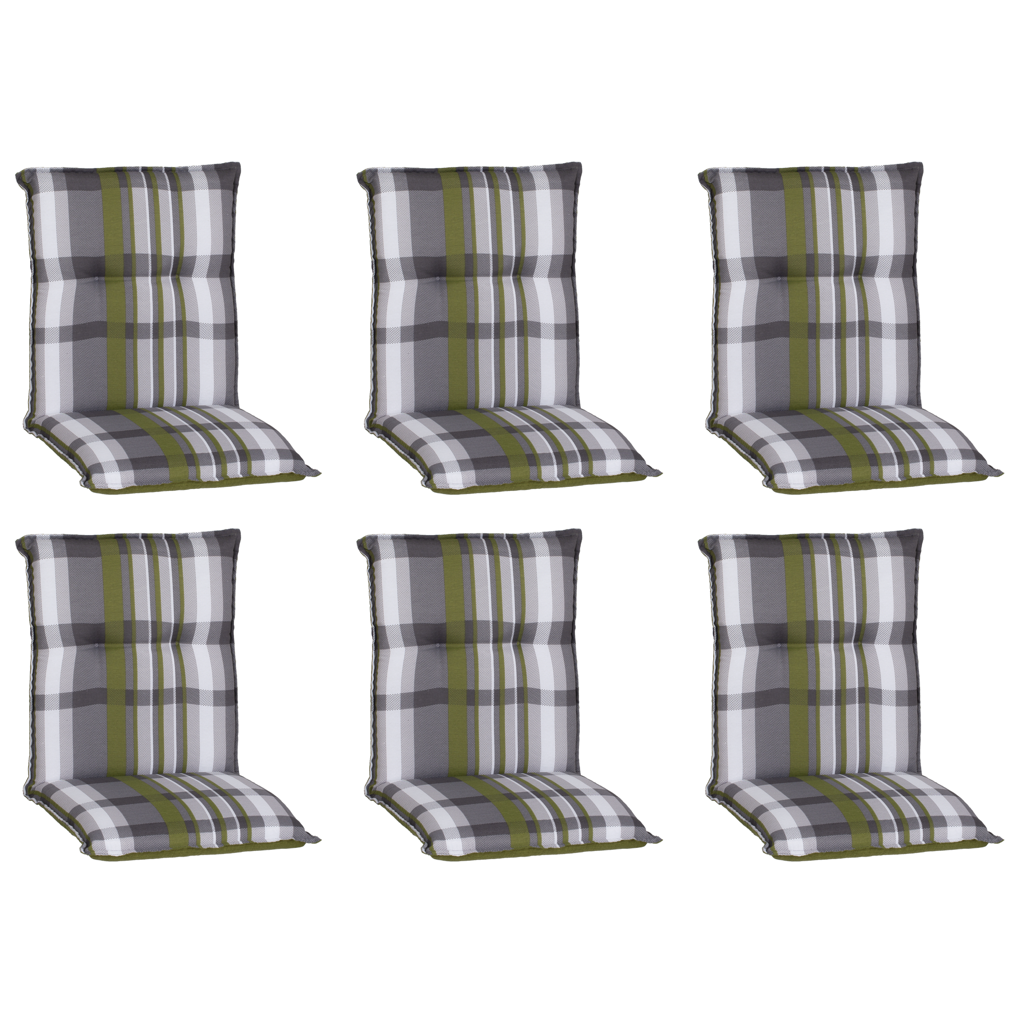 Niedriglehner-Auflagen-Set 'Turin' grün 46 x 98 x 8 cm 6 Stück