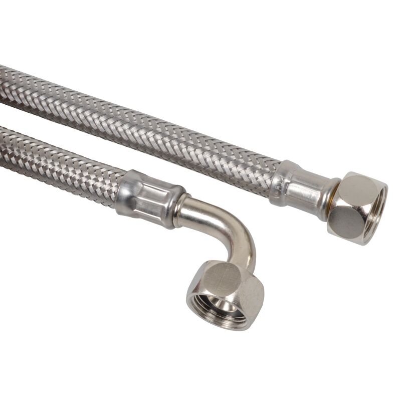 Spülkasten-Anschlussschlauch 3/8" IG x 3/8" IG einseitig 90° Winkel, 20 cm