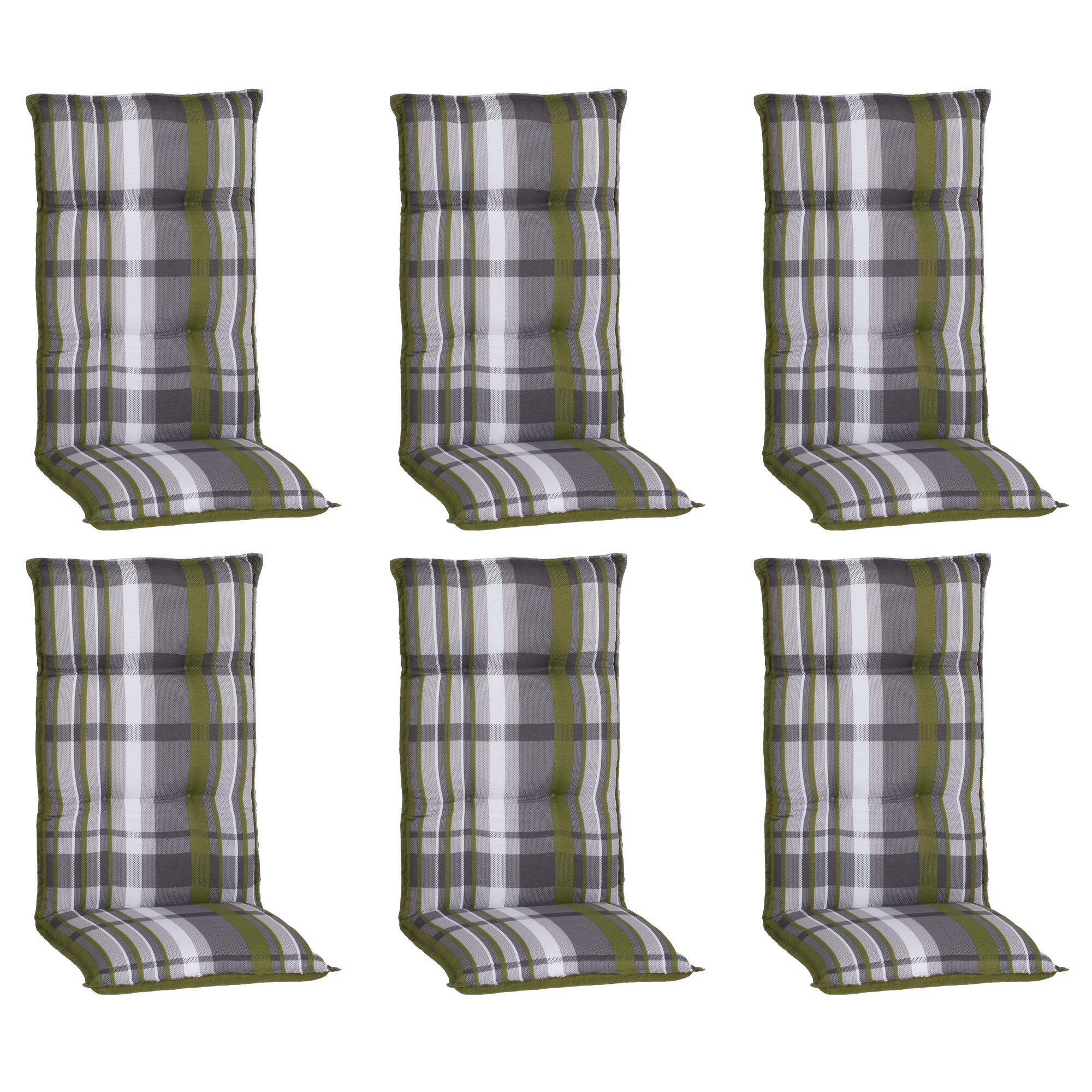 Hochlehner-Auflagen-Set 'Turin' grün 46 x 118 x 8 cm 6 Stück