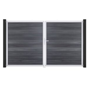 Doppeltor 'Solid' DIN rechts steingrau/silber 300 x 180 cm