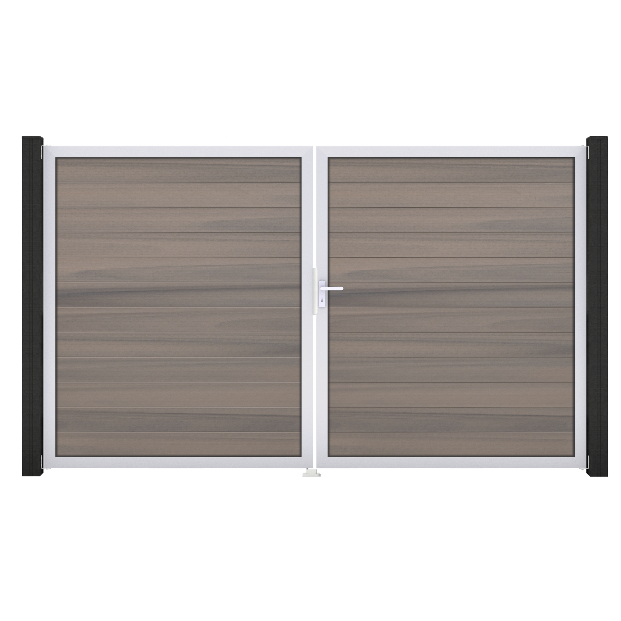 Doppeltor 'Solid' BPC/Aluminium DIN rechts braun/grau/silber 300 x 180 cm