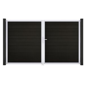 Doppeltor 'Solid' BPC/Aluminium DIN rechts schwarz/silber 300 x 180 cm