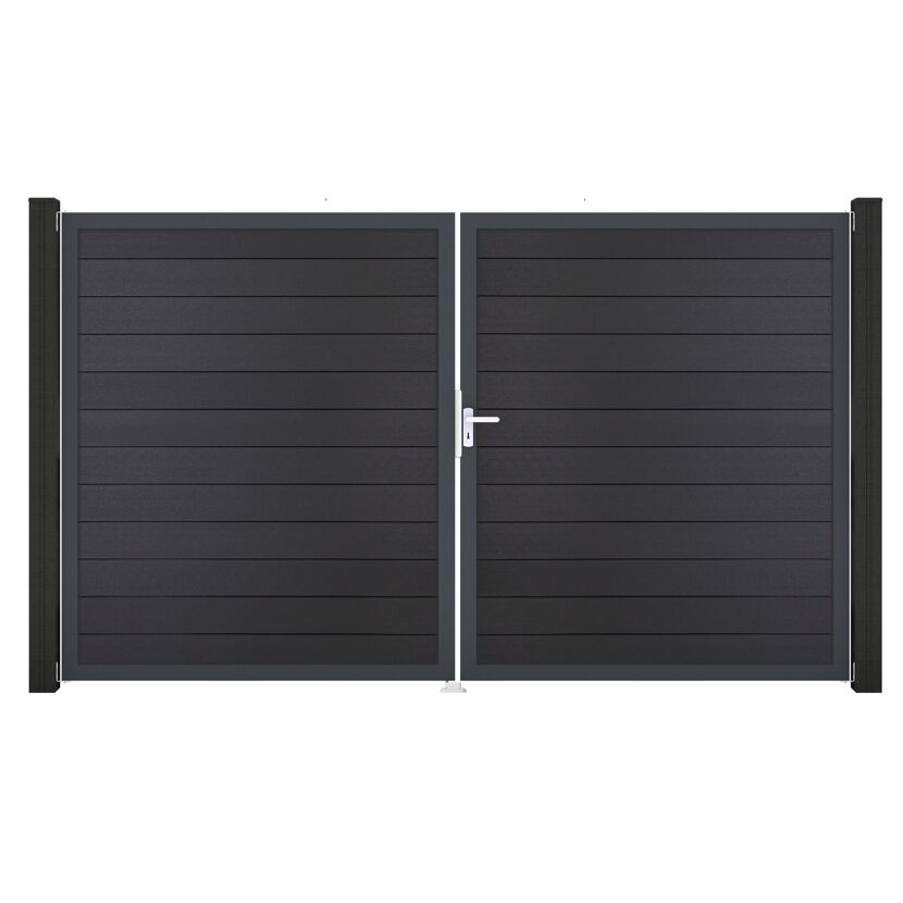 Doppeltor 'Solid' BPC/Aluminium DIN rechts anthrazitgrau/anthrazit 300 x 180 cm